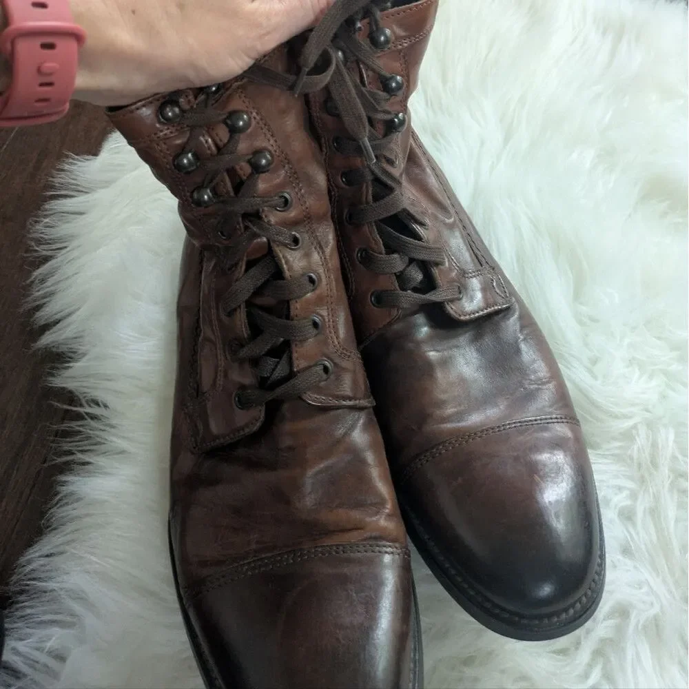 Adam Derrick To Boot New York Men's Brown Leather Lace Up Boots 9.5